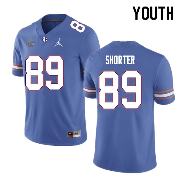 NCAA Florida Gators Justin Shorter Youth #89 Nike Royal Stitched Authentic College Football Jersey GQV1364PD